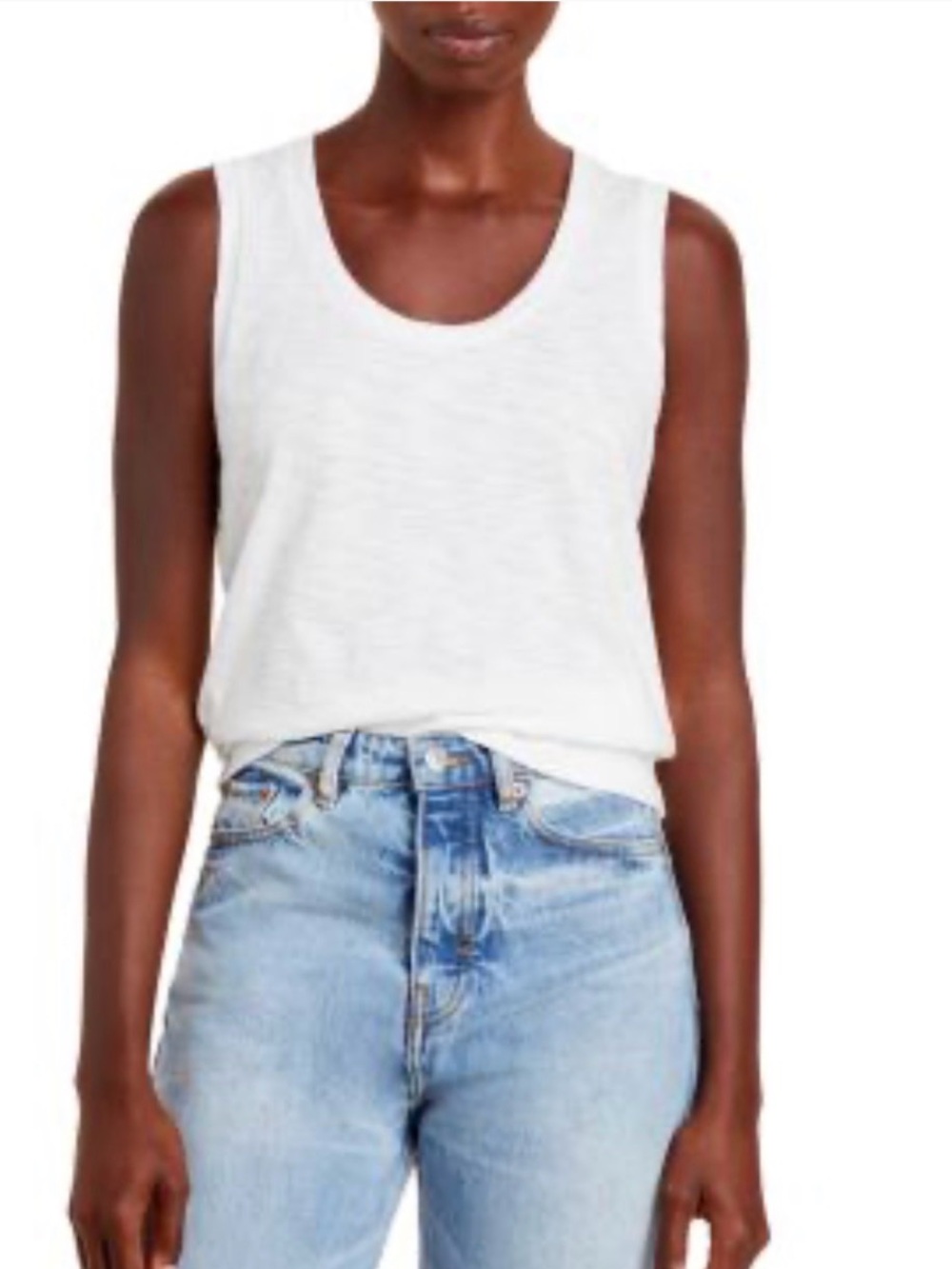Theory Easy Tank White Cotton Sleeveless Scoop Neck. Size L. MSRP $75